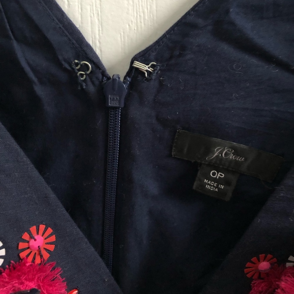 J. Crew Hand-Embellished Peplum Top in Navy Cotton Linen - Picture 3 of 4